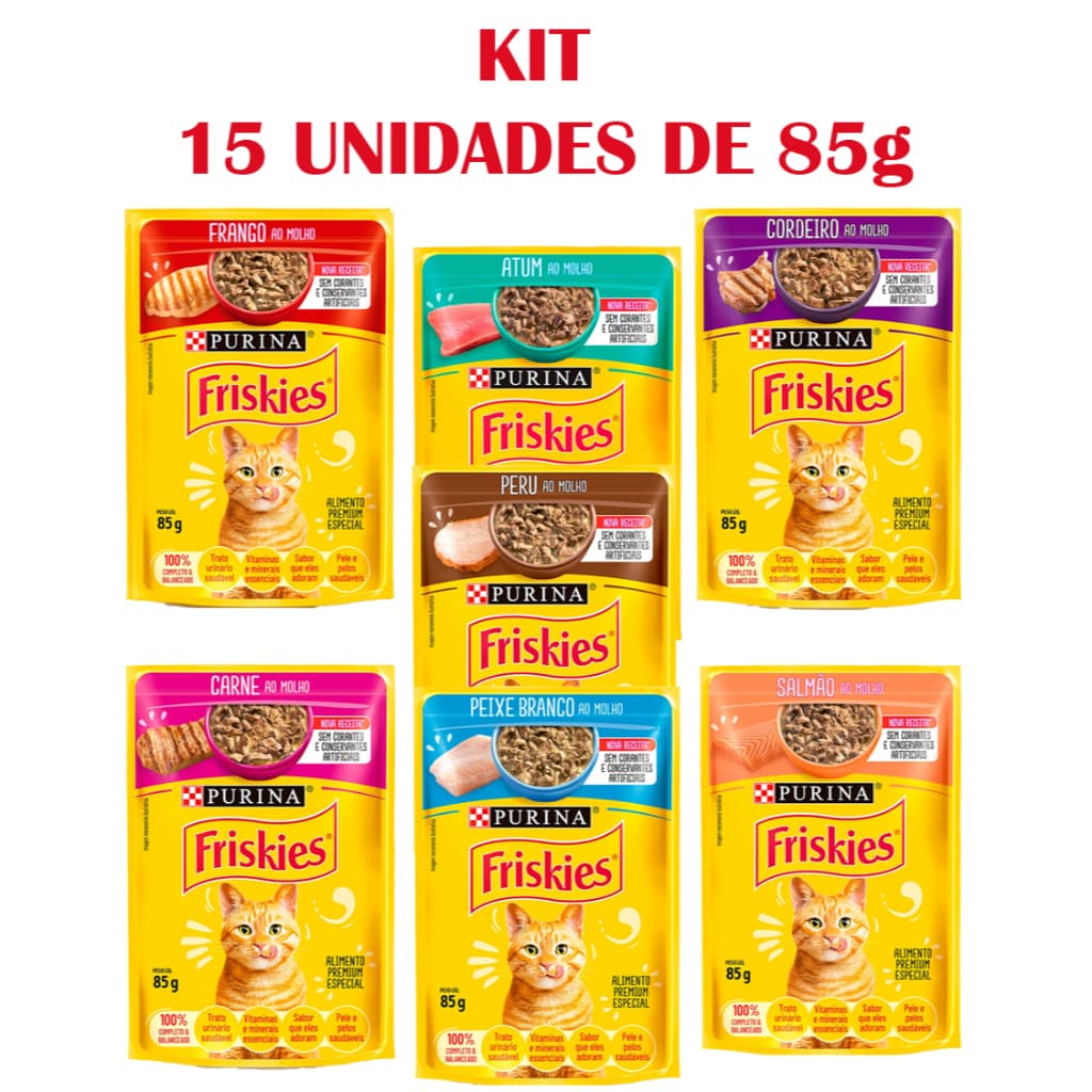 Sache Friskies Ração Úmida para Gatos Adultos Caixa com 15un de 85g