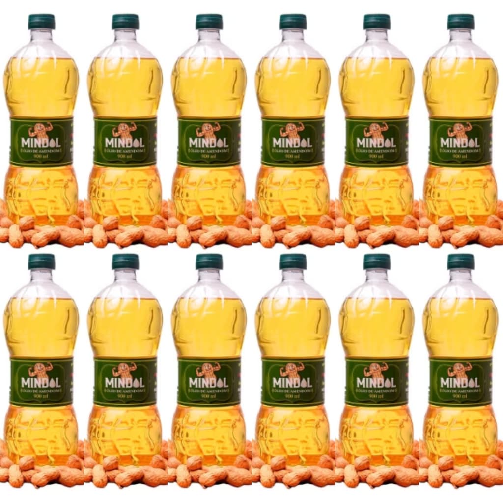 Caixa 12 Óleos De Amendoim Mindol Puro 100% Vegetal 900ml Refinado