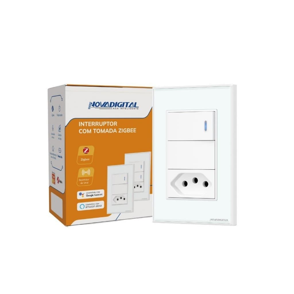 Interruptor Inteligente Nova Digital Zigbee 1 Botão Tecla Física + Tomada Original com Nota Fiscal