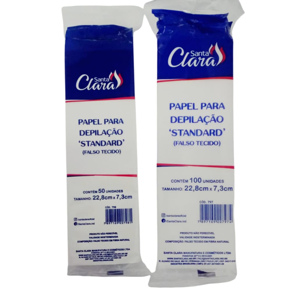 Papel Para Depilação STANDARD  (Falso Tecido) Tamanho 22,8cm x 7,3cm - Santa Clara