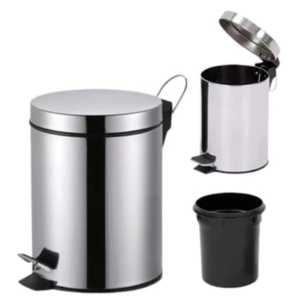 Lixeira lixo Inox Redonda Multiuso com Pedal 3L e 5L Premium Cesto Interno Banheiro cozinha Escritorio