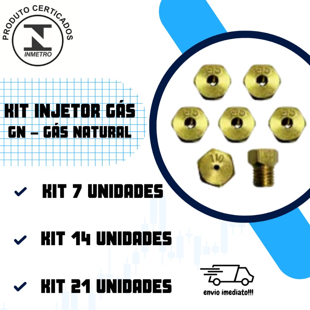 Kit Bico Injetor Gás Encanado Gn Para Fogão Cooktop Forno para Apartamentos e Residências 7-14-21 pc