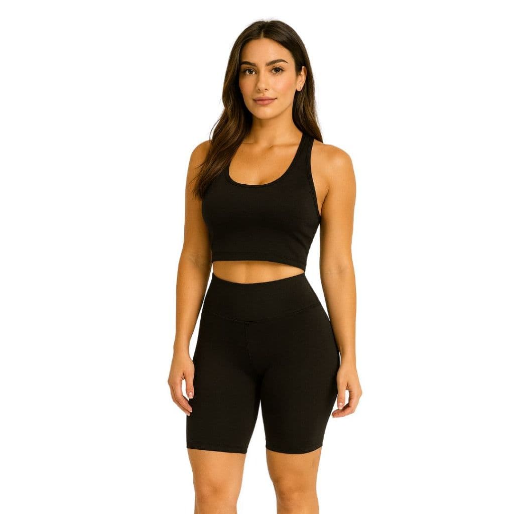 Bermudas leggings Academia Ciclista Meia Coxa Cintura Alta Legging