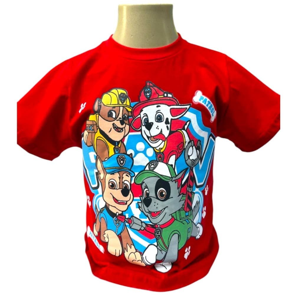 Camiseta Infantil Manga Curta 100% Algodão - Patrulha Canina