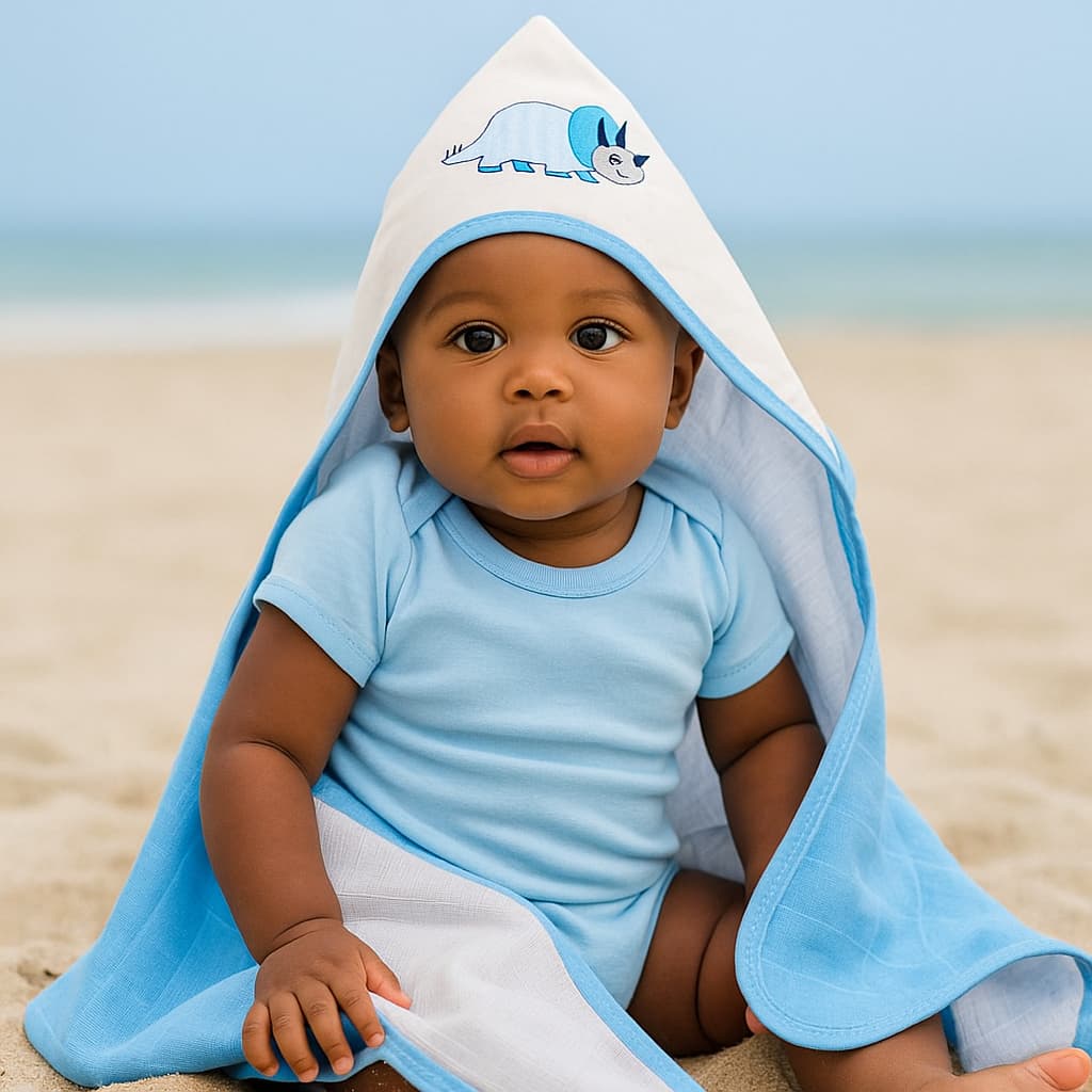 Kit 2 Toalha  Banho Bebe Bordada  Capuz Tecido Fralda 100% Algodão