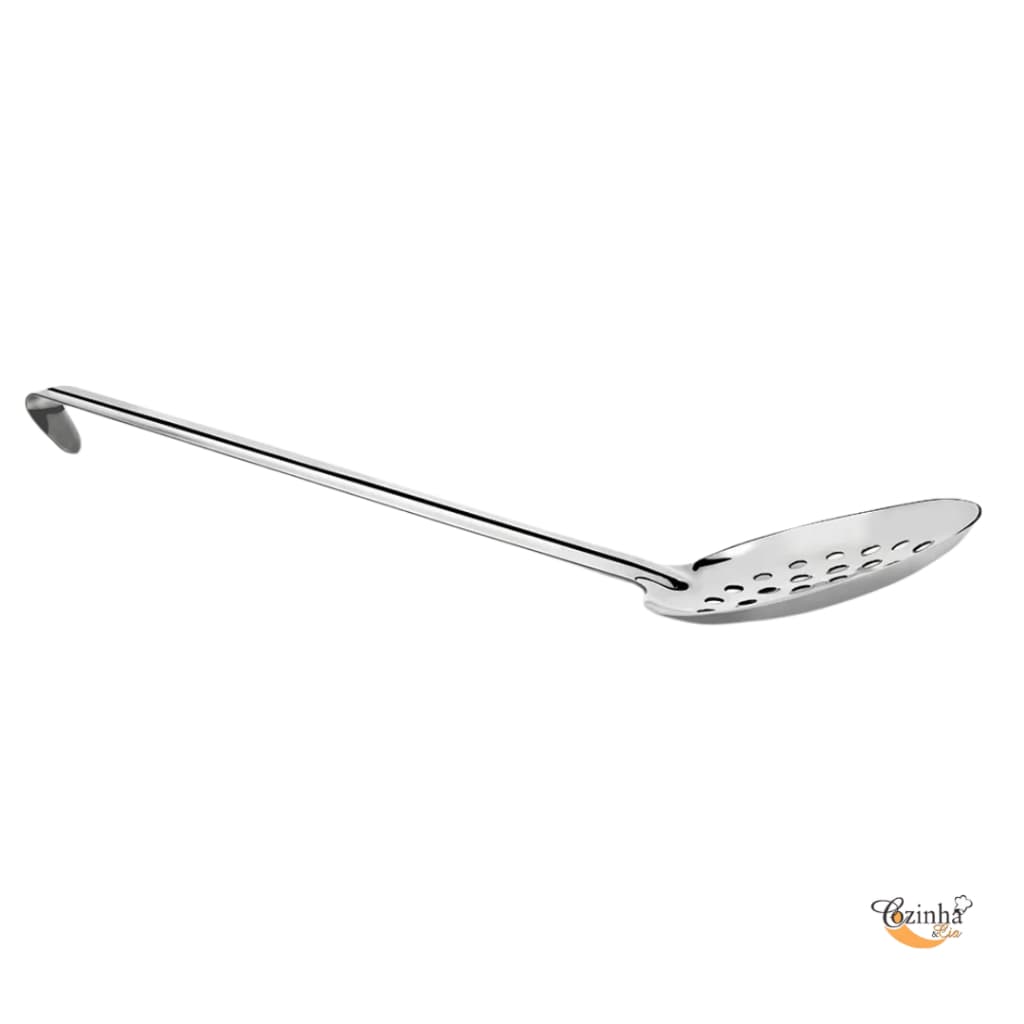 Escumadeira inox com gancho 34cm para fritura, servir Marcamix ref.gx9056