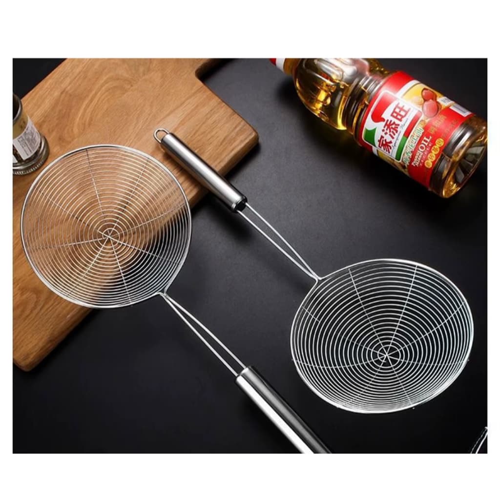 Escumadeira Para Fritura Em Inox Utensilio de Cozinha Peneira 32x11cm