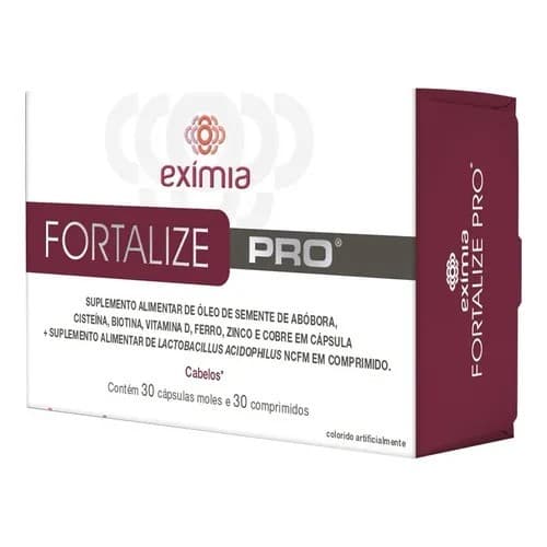 Exímia Fortalize PRO com 30 Cápsulas moles e 30 Comprimidos - Suplemento alimentar Manutenção de Cabelos