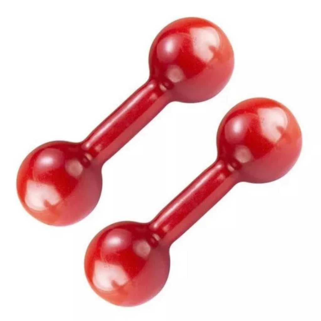 Halteres Formato Bola 5kg Vermelho Par Musculação Treino Academia em Casa