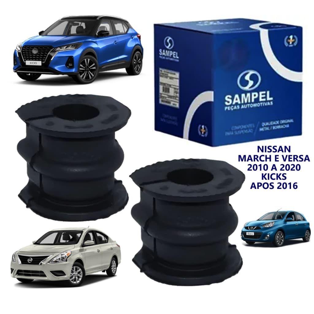Par Bucha Barra Estabilizadora Dianteira Nissan March Kicks Versa Original Sampel 20mm e Nota Fiscal