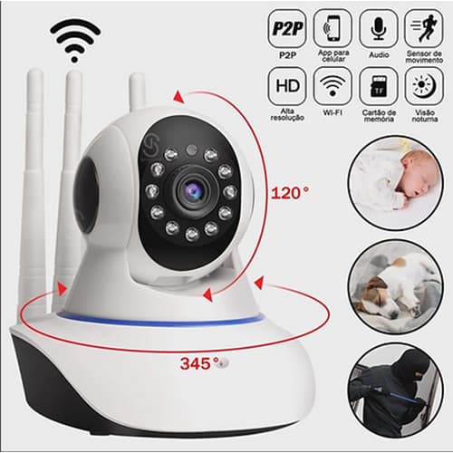 Câmera IP de Segurança 360 WiFi Hd Visao Noturna Audio Bidirecional Yoose