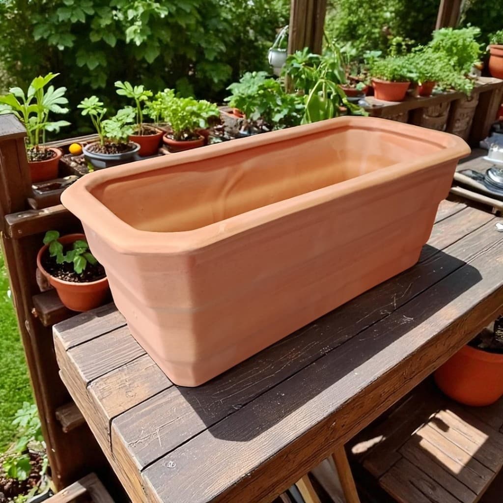 Jardineira Vaso Grande 38 cm em Cerâmica Vermelha Rústica e Elegante para sua Decoração de Jardins