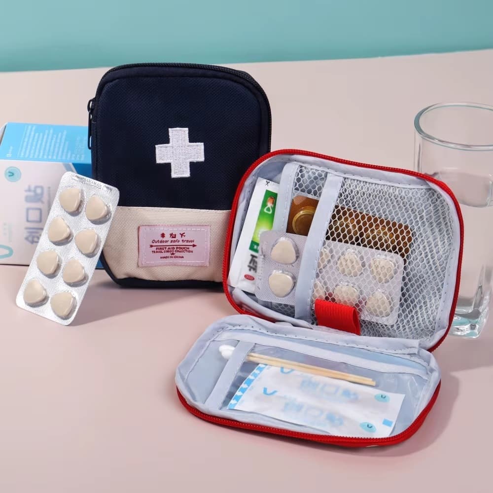 Bolsa Portátil de Primeiros Socorros Necessaire para Viagens e Emergências Estojo de Medicamentos
