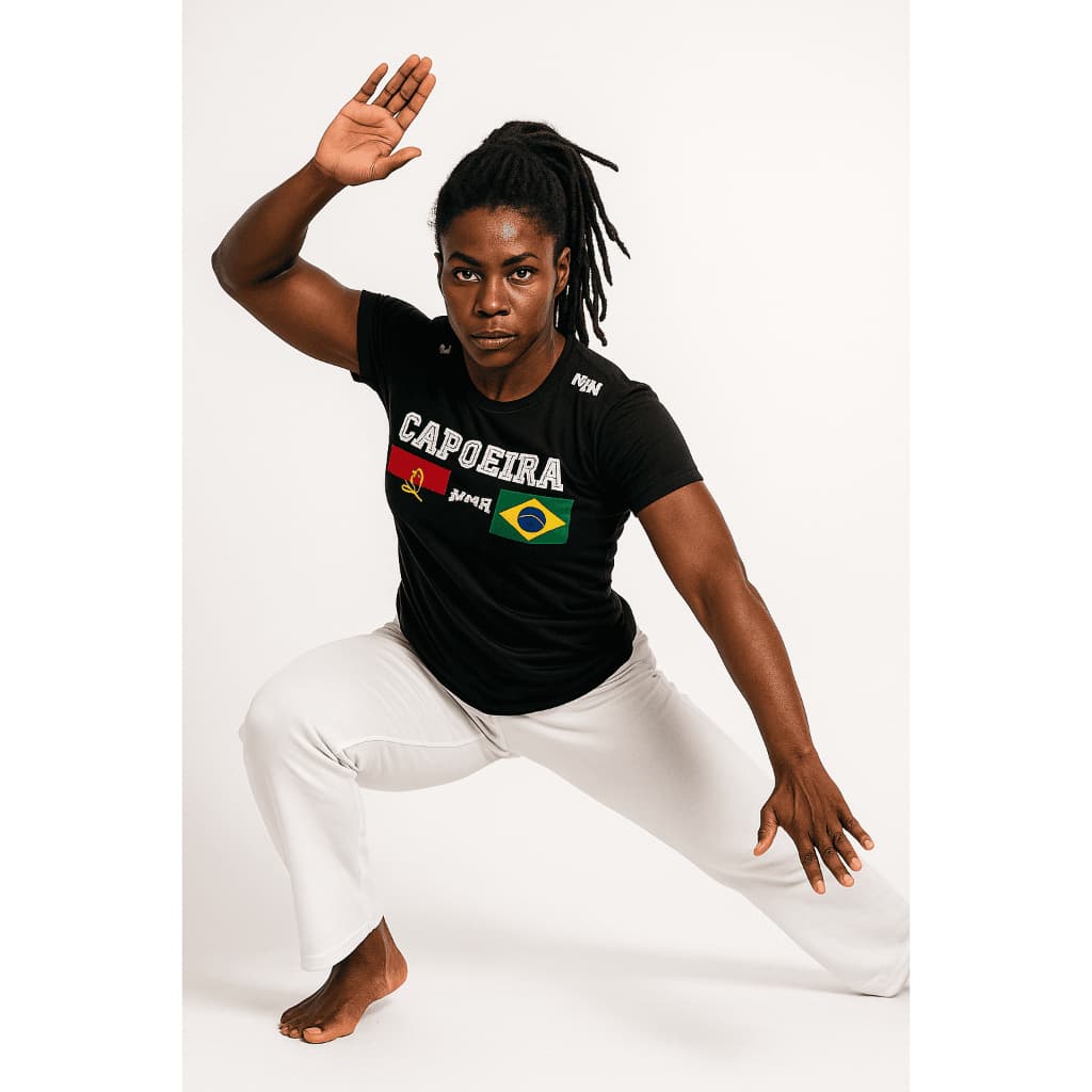 Camisa de Capoeira Feminina Brasil Angola Jogo Dança Estilo Black África Treino Academia