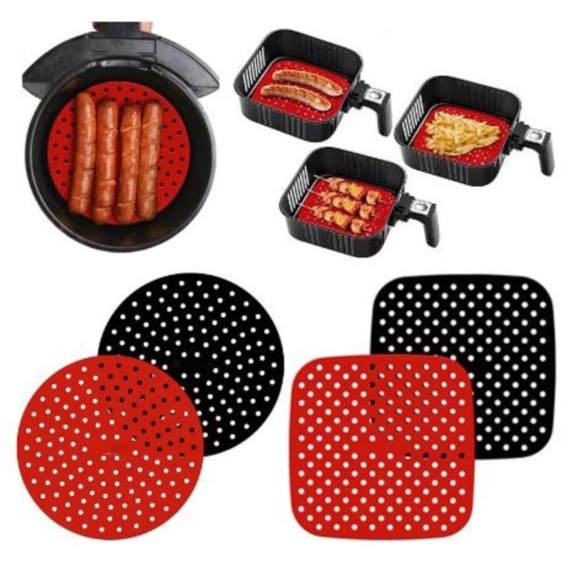 Tapete Protetor Silicone Para Air Fryer Fritadeira Elétrica Universal Anti-Aderente Redondo Quadrado