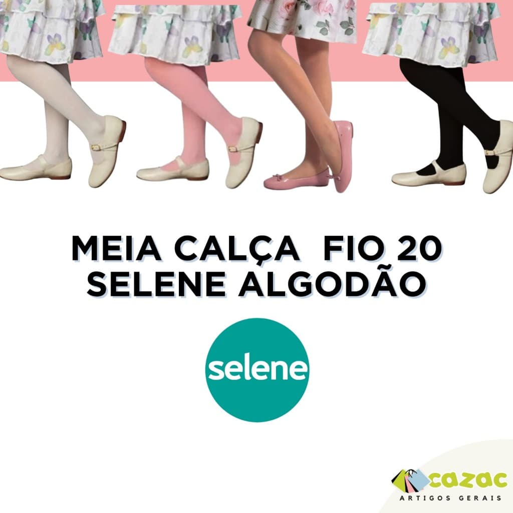 Meia Calça Infantil Selene Fio 20 Algodão Ballet Fina Macia Confortável Elástica