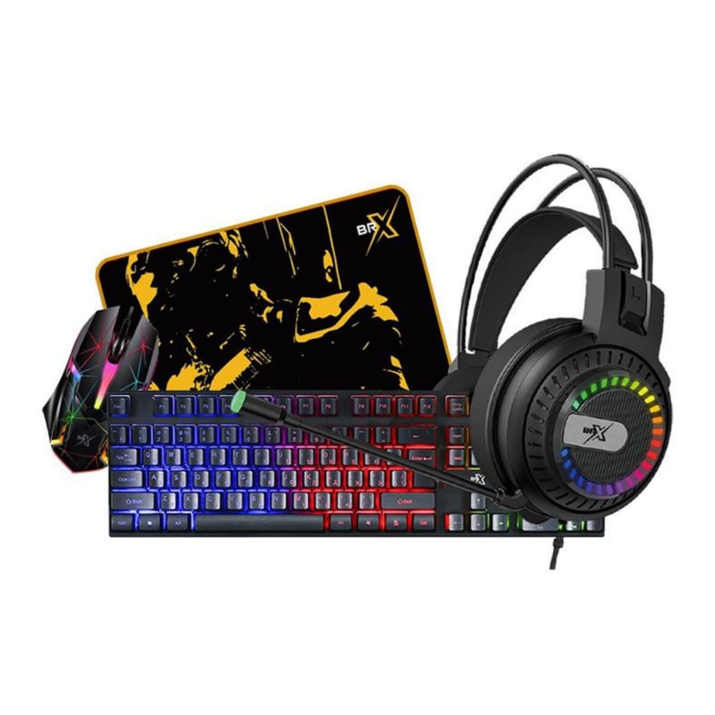 Combo Gamer BRX, Rainbow, ABNT2, 1200DPI, Mousepad Pequeno, CB-G059