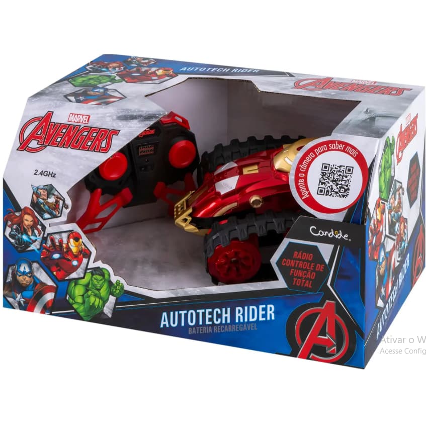 Veiculo Autotech Iron Man - Bateria Recarregável - Cor Vermelho - Homem de Ferro - Candide