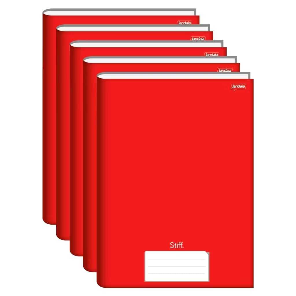 Caderno Universitário 96 Folhas Brochura Stiff Vermelho Pacote com 5  Unidades - Jandaia