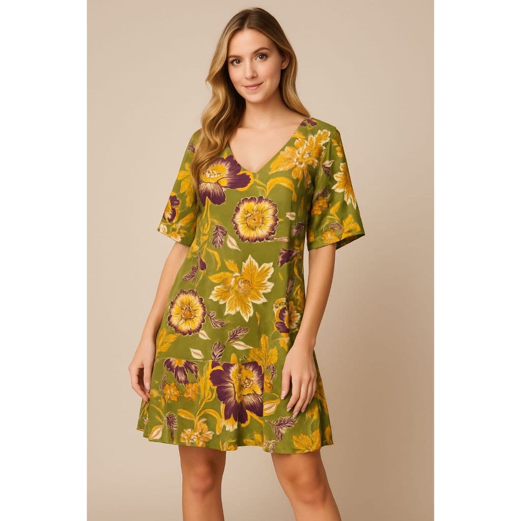 Vestido Confortável Soltinho  Com Manga de Viscose Estampado