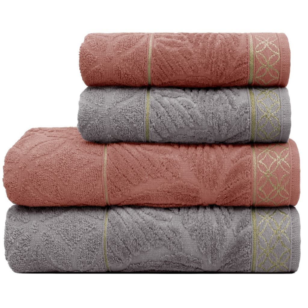 Jogo 2 Toalhas de Banho + 2 Toalhas de Rosto Grossa Macia Textura em Jacquard 100% Algodão 420g/m²