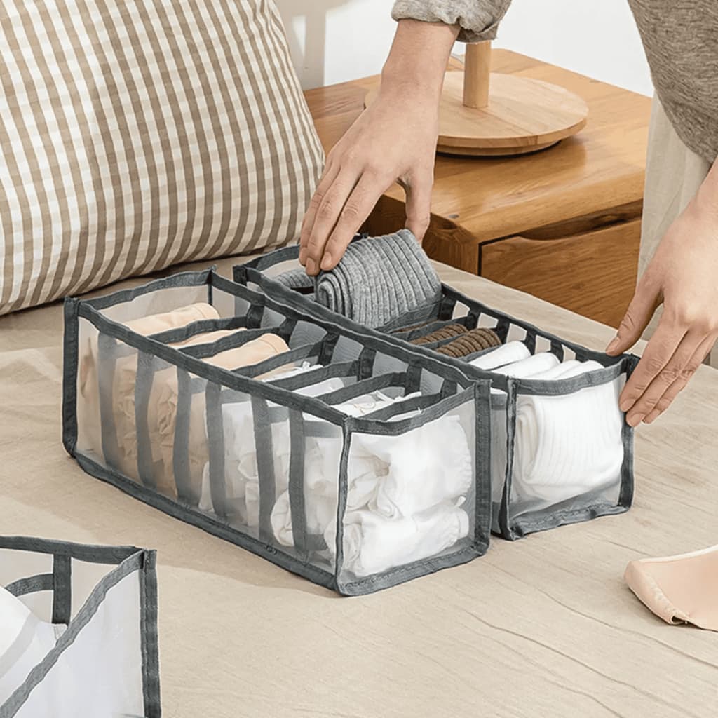 Organizador de Gaveta Colmeia em Nylon Para Armario e Closet Com 7 Divisórias Calcinhas e Cueca