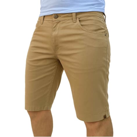 Bermuda Caqui Claro Masculina Short Sarja Brim Colorida Premium Com Lycra Bolso Relógio Esporte Fino
