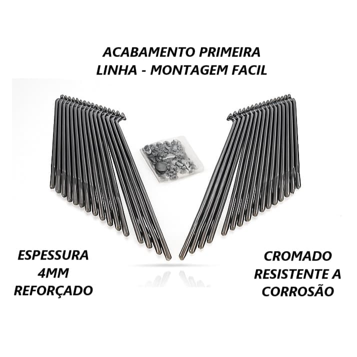 Jogo Raio Cromado 4mm Titan Fan Start Cargo 125 150 160 Freio Lona ou disco Dianteiro ou Traseiro