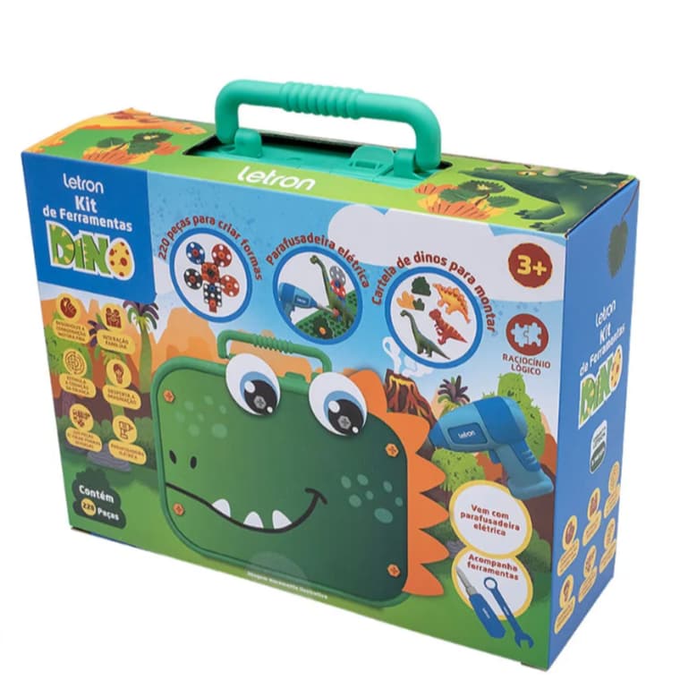 Kit de Ferramentas Dino Caixa c/ 228 Peças Letron.