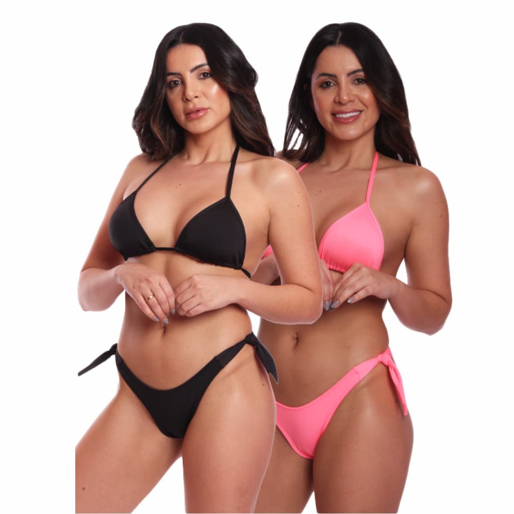 KIT 2 Biquíni Top Cortininha Calcinha De Amarrar Moda Praia Verão Moda Feminina