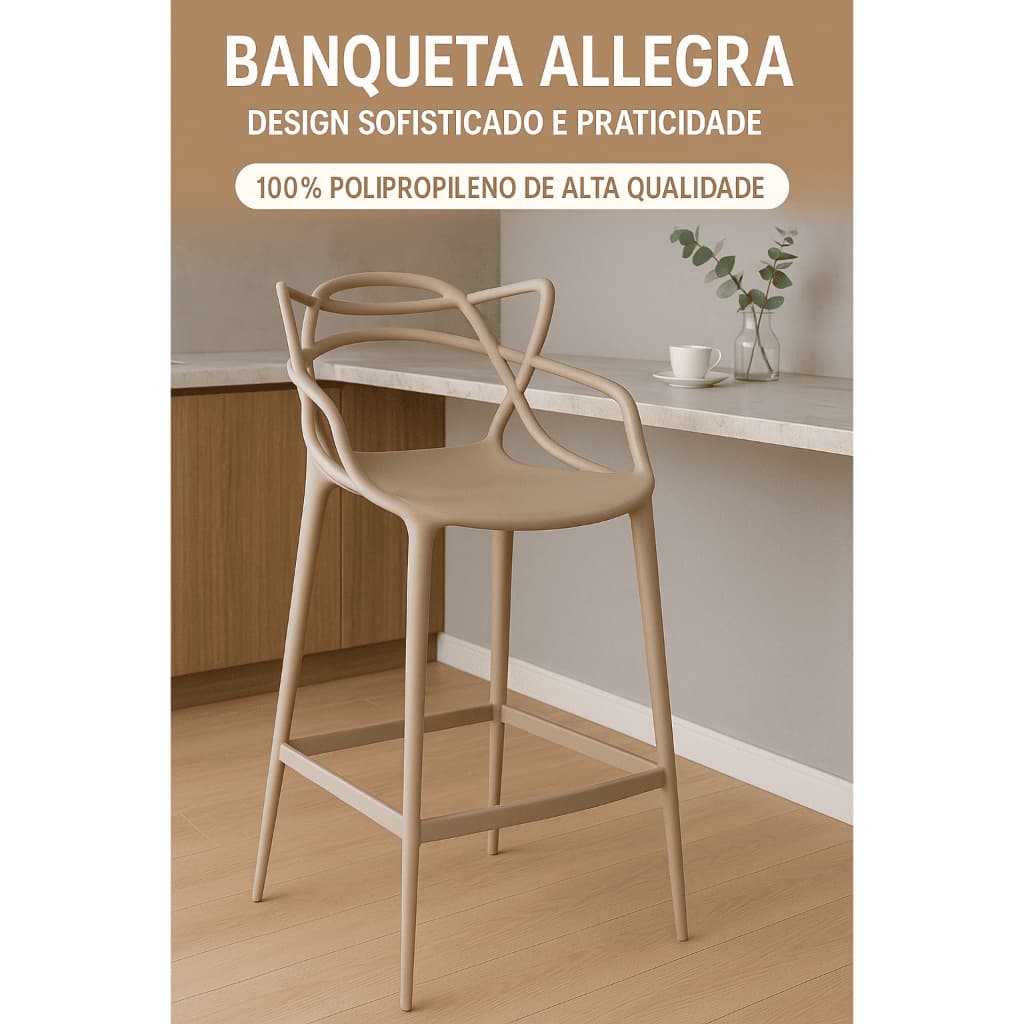 Banqueta Allegra 109cm | Design Sofisticado em Polipropileno | Suporta até 120kg | Envio Imediato
