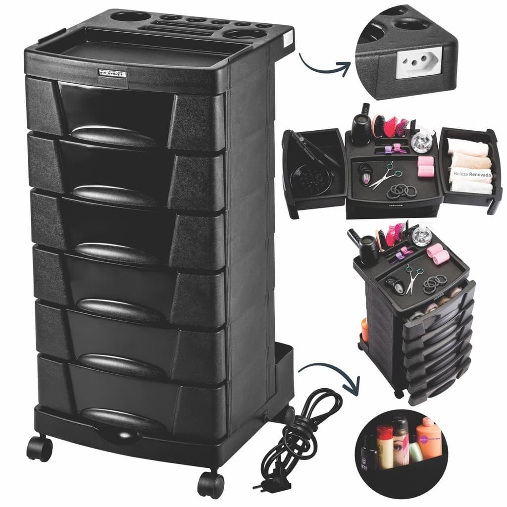 Carrinho Auxiliar Dompel Beauty Care Organizador com Rodinha