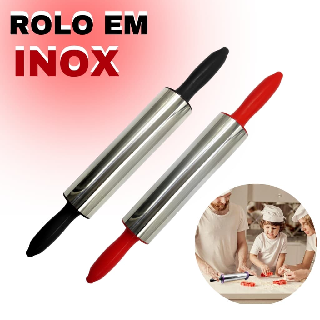 Rolo Para Massa Pizza Pão Macarrão De Inox Leve Resistente