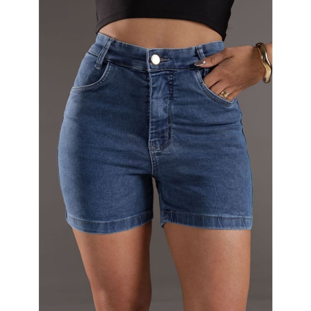 Shorts Jeans Feminino Cintura Alta