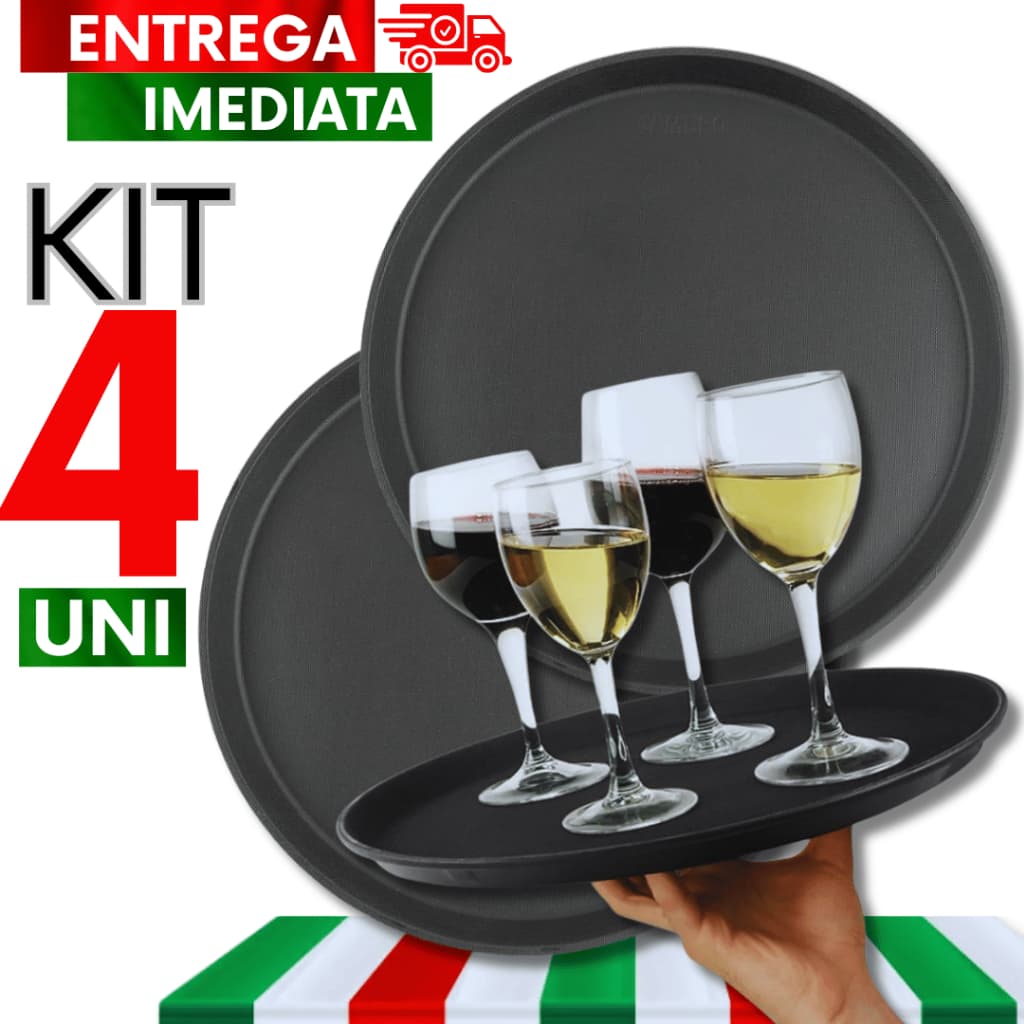 Combo 04 Unidades Bandeja Redonda Garçom 35 Cm Antiderrapante  Qualidade Garantida e Durabilidade