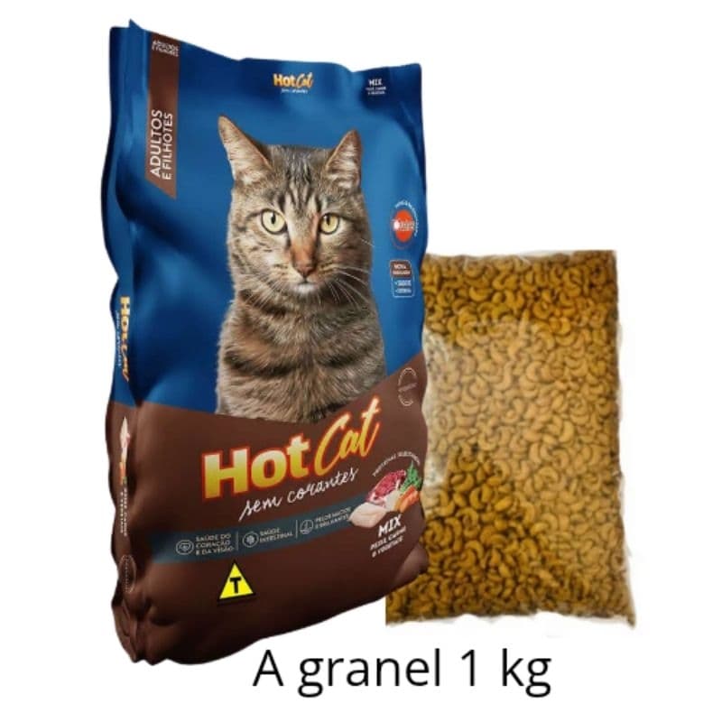 Ração Hot Cat Mix Sem Corantes para Gatos Filhotes e Adultos