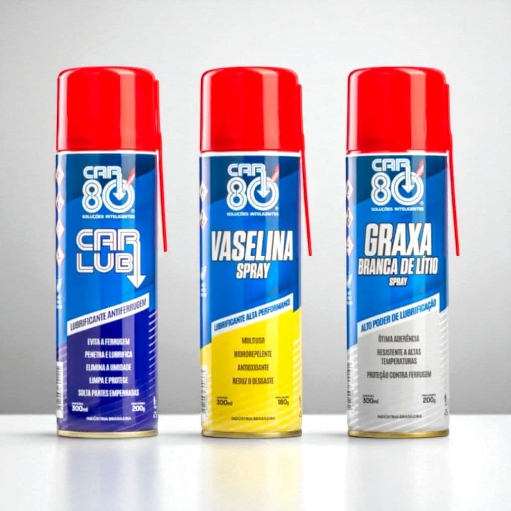Kit Antiferrugem Car Lub  Vaselina Spray  Graxa Branca de Lítio Uso Geral