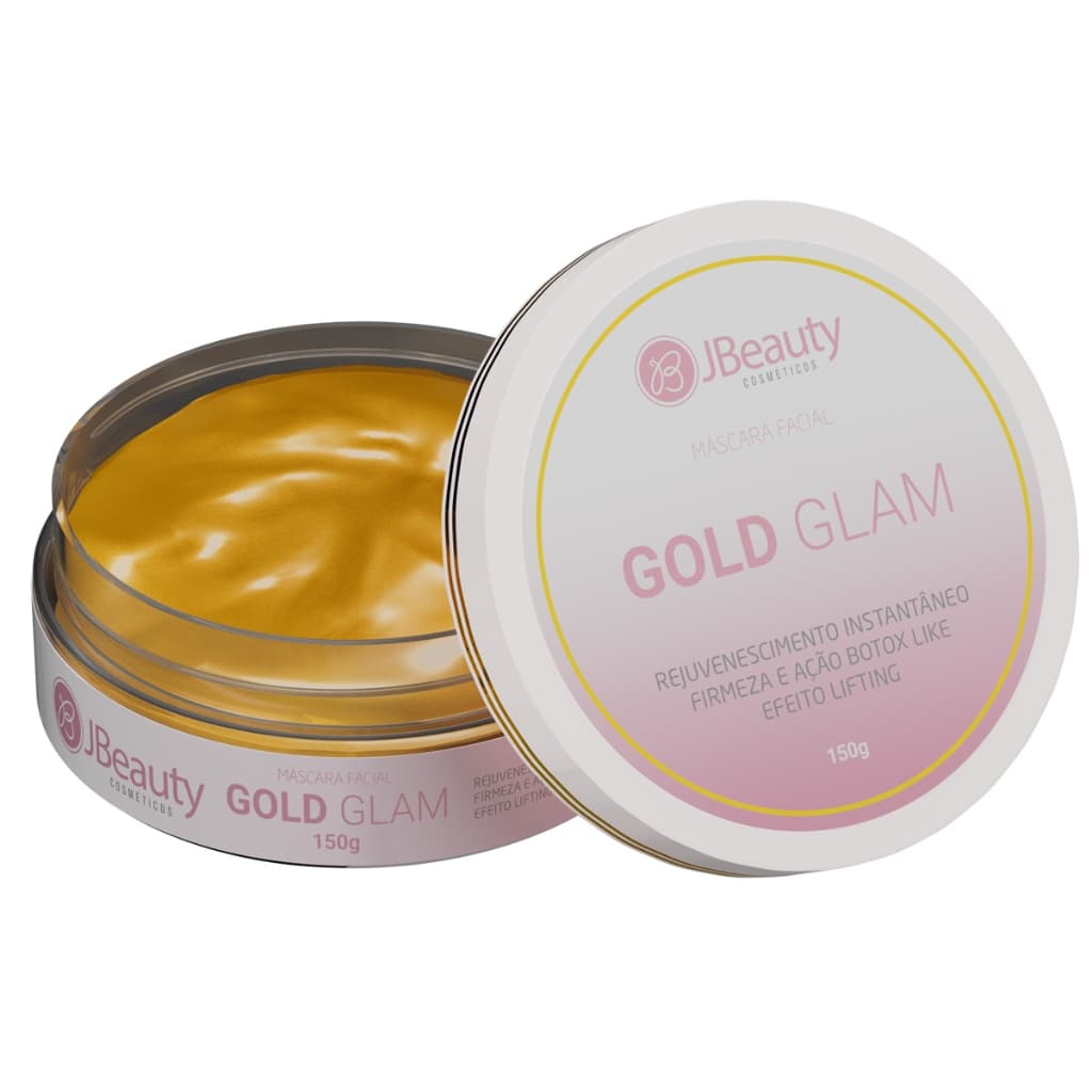 Máscara Facial Ouro Gold Glam JBeauty 150g Efeito Lifting, Botox Like e Rejuvenescimento Instantâneo