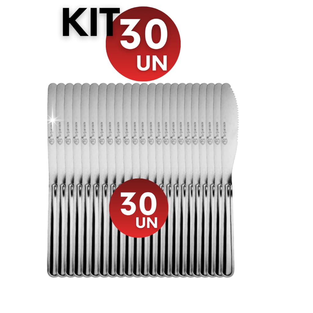 Kit Com 30/50/100 unidades Faca de Mesa Aço Inox Alta Qualidade Restaurante Buffet Eventos