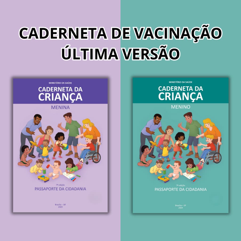 Kit 6 Miolos Caderneta Saúde/Vacina Impressos 7ª Ed. Atualizada - Menino Menina