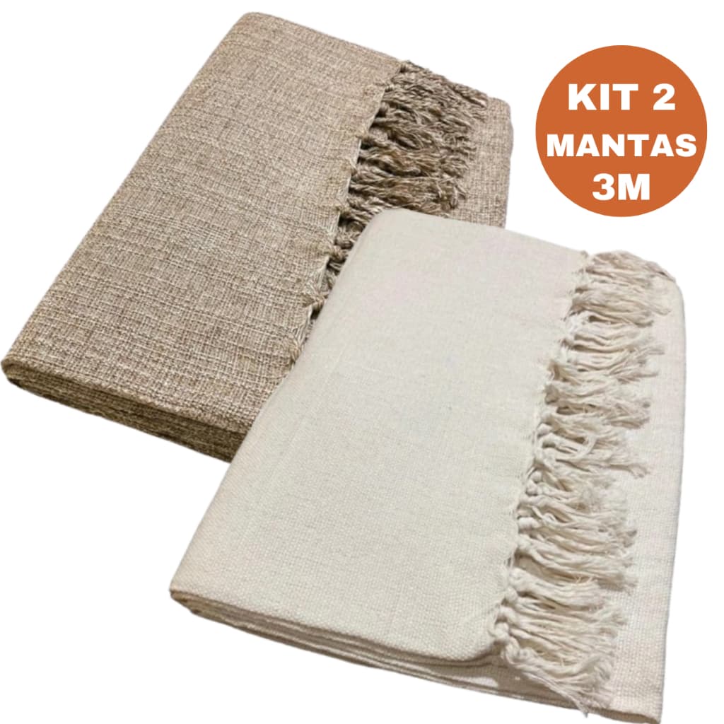 Kit 2 Mantas Para Sofá 3,00 x 1,80M King Luxo Gigante 100% Algodão Protetor Decoração