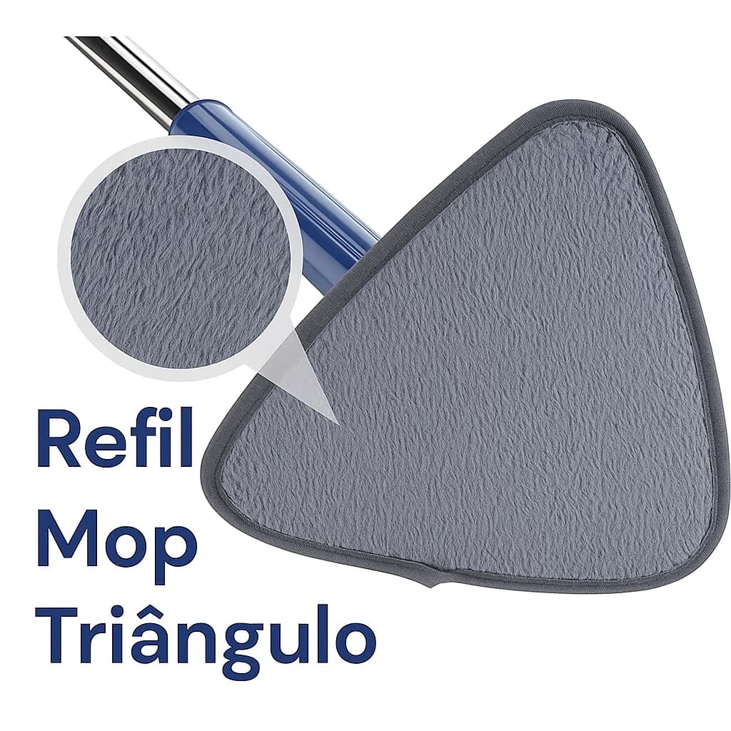 Refil Mop Triangular Microfibra Alta Absorção para Limpeza de Piso Esfregão Giratório Madeira casa