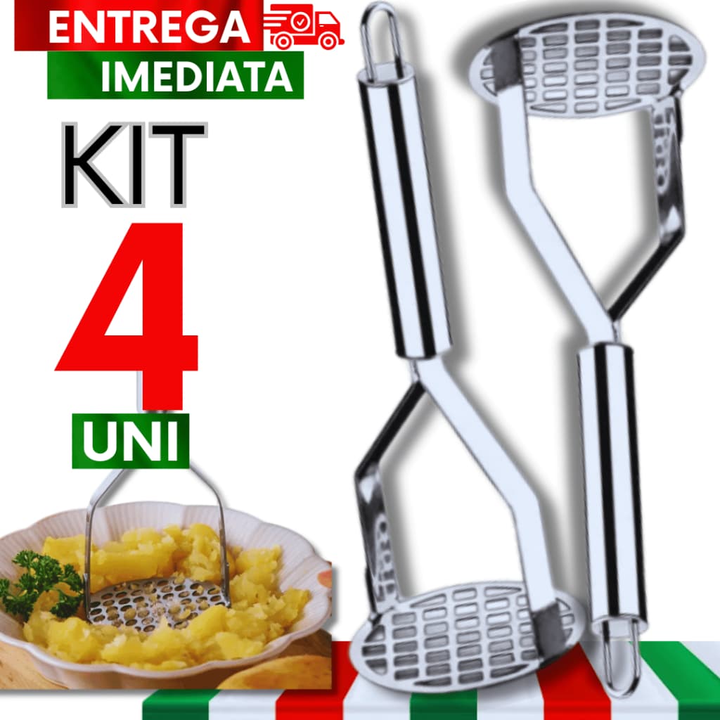 Kit 04 Amassador de Batatas em Inox Resistencia e Durabilidade Garantida para sua cozinha e Receitas