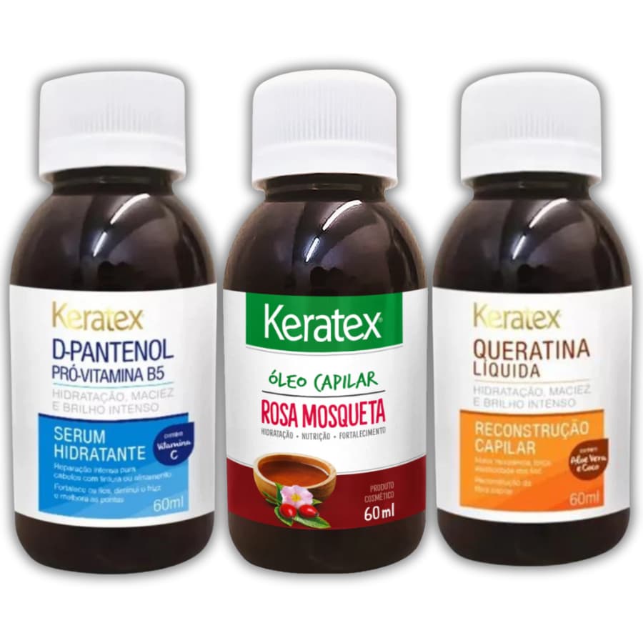 Kit Oleo Capilar Keratex Rosa Mosqueta + Queratina + D-Pantenol 60ml