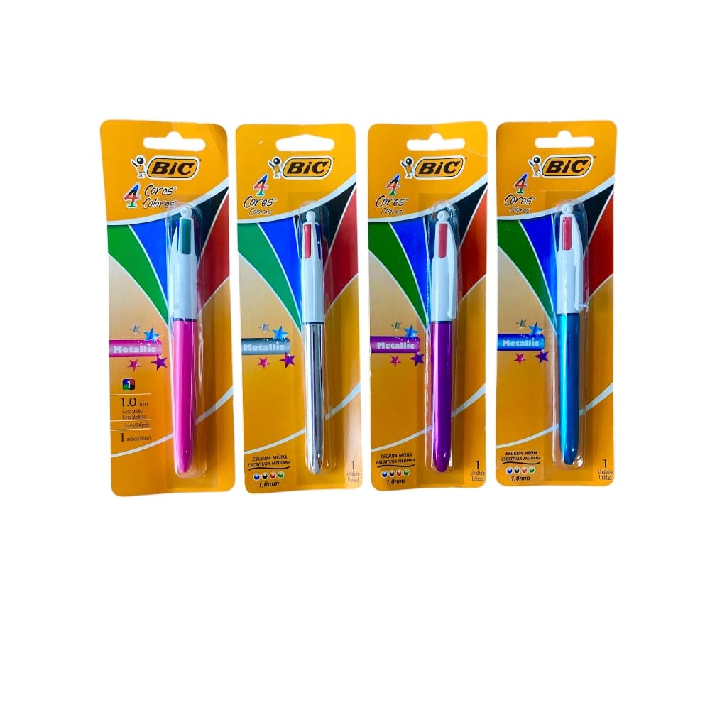 Caneta Esferográfica Bic 4 Cores Metallic Diversas Cores Imperdível
