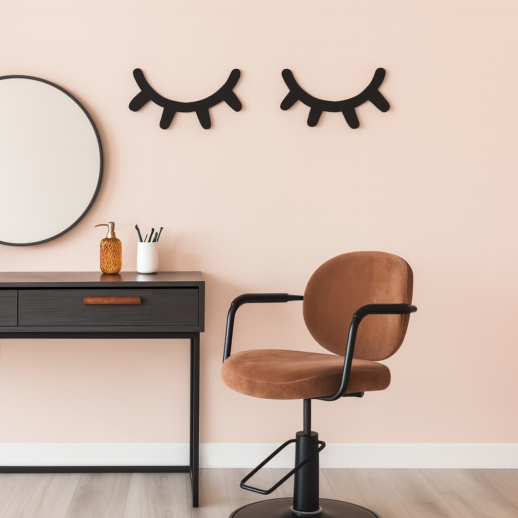 Par de Cílios Decorativos MDF 40cm Quarto Infantil Salão Estética Paredes