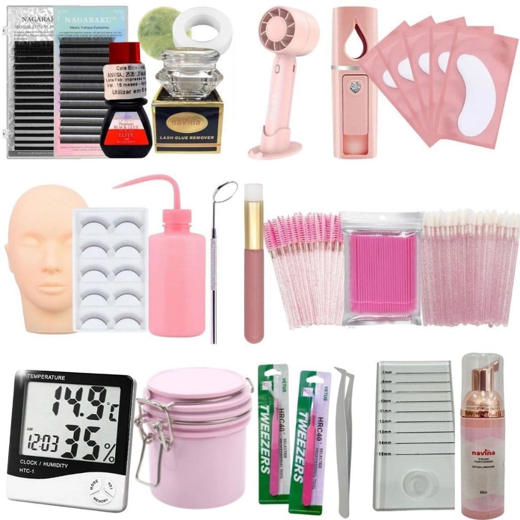 Kit Completo Treino Extensão Alongamento Cílios Nagaraku Y Profissional Iniciante Curso