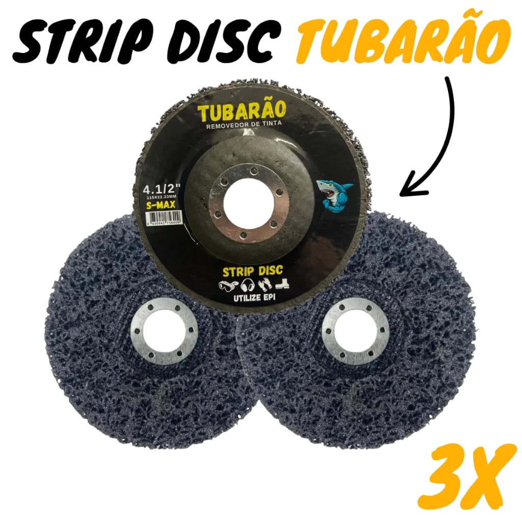 Kit 3 Strip Disc Disco Remover Tinta Verniz Ferrugem Tubarão