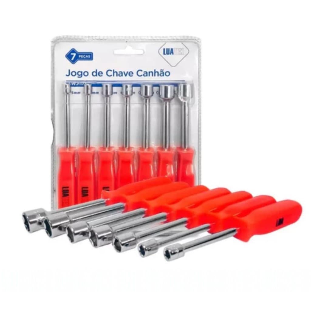 Kit Chaves Canhão Ferramenta Conjunto 7 Peças Manutenção Oficina Casa Moto Carro Aperto Resistente