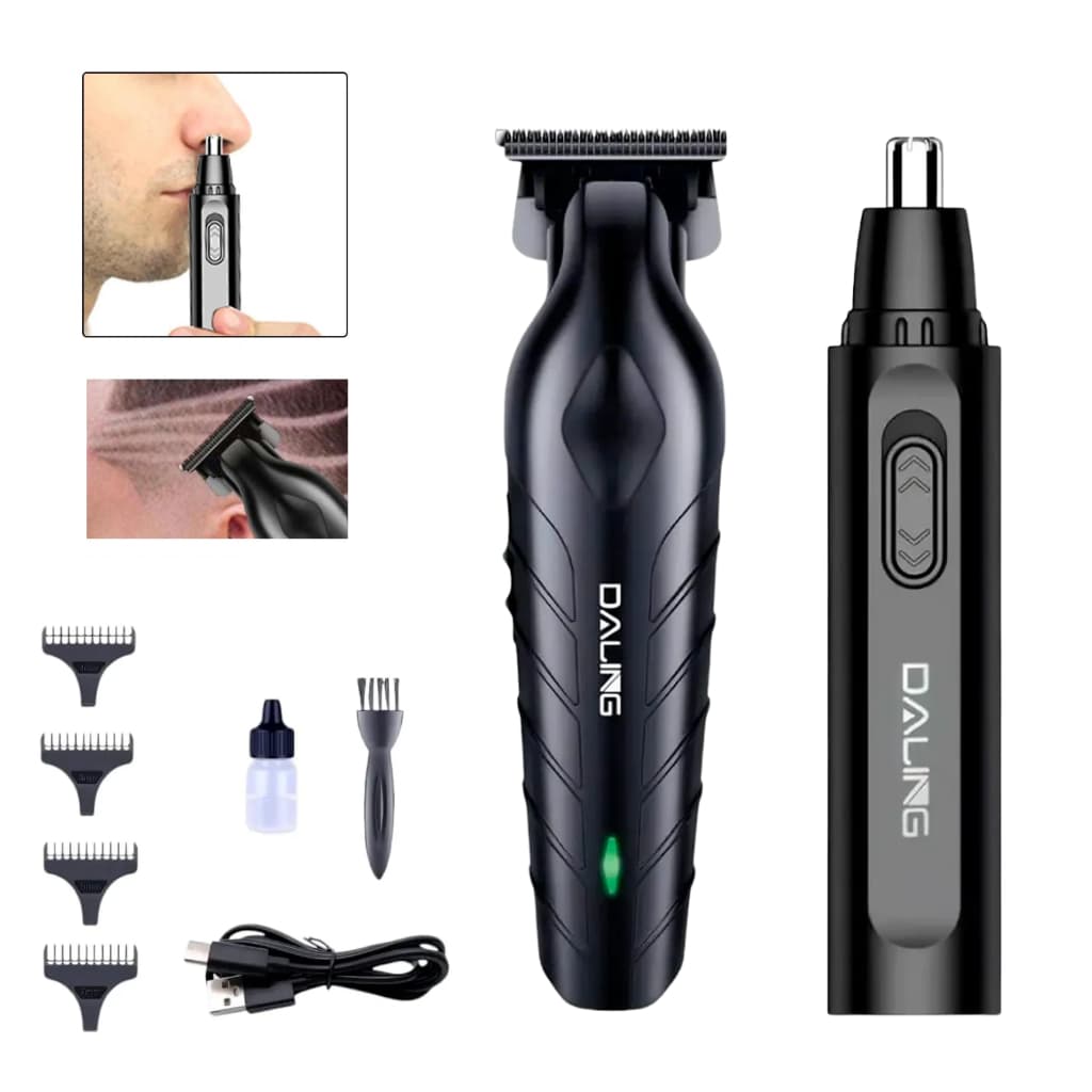 2 em 1 Maquina Corte Cabelo Acabamento e Maquininha Profissional Nariz Orelha Aparador Daling DL-1808
